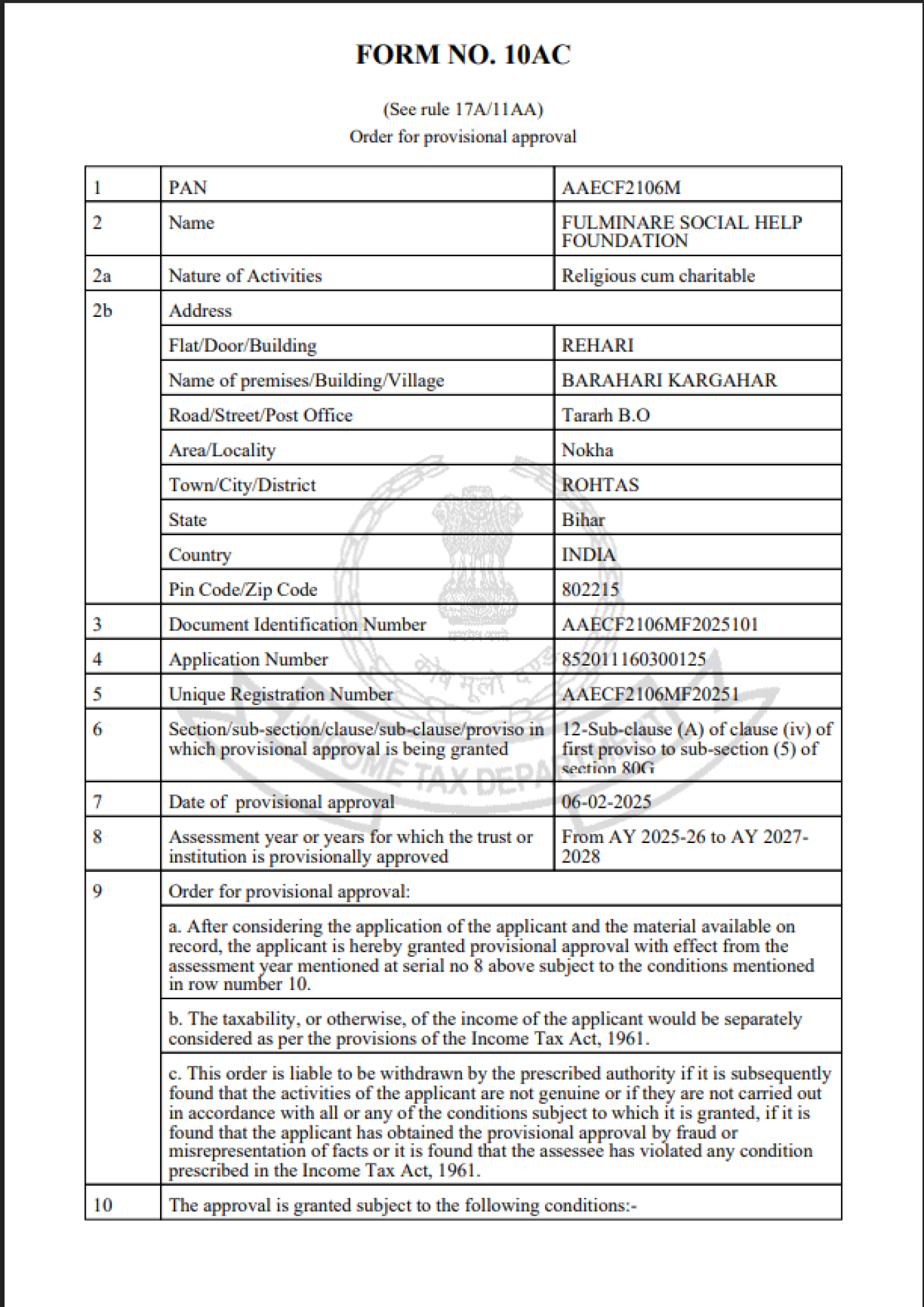 80G , Income Tax Reg.